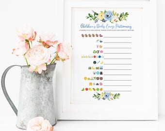 Children's Book Emoji Pictionary, Baby Shower Game, Children's Book Emoji, Baby Shower Emoji, Emoji Games, Baby Shower Invitation