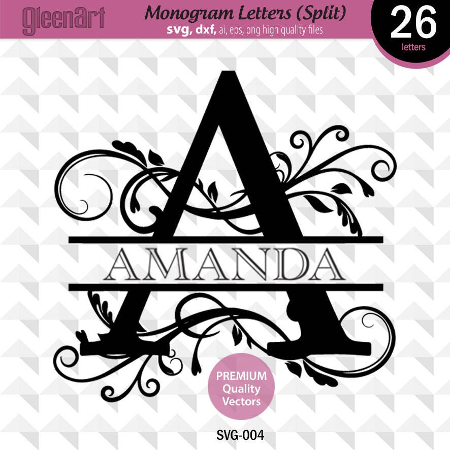 Split Monogram font Monogram svg Cuttable Split letters
