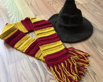 Harry Potter sorting hat and scarf, Harry Potter photo prop, Harry Potter hat and scarf, Harry Potter scarf, Harry Potter costume