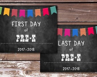 First Day of Pre-K Sign/Last Day of Pre-K Sign-PRINTABLE - First Day of School, Photo Prop, Chalkboard Sign - Instant Download