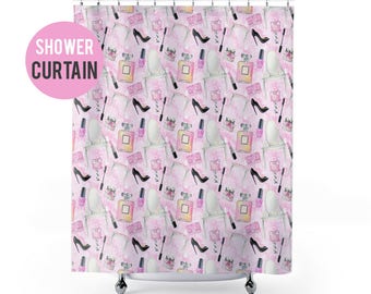 Shower Curtain Feminine Makeup and Fashion Pattern Shower Curtain