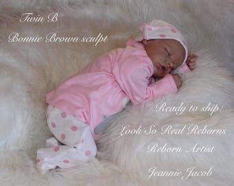 Reborn baby , Twin B sculpt by Bonnie Brown , COA ,ready to ship.