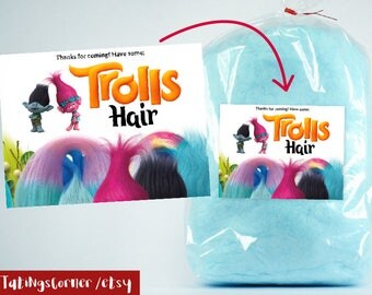 Trolls Cotton Candy Label, Trolls Hair, Trolls Favor labels, Birthday Favors, Trolls label, Trolls decoration, Trolls, trolls cotton candy