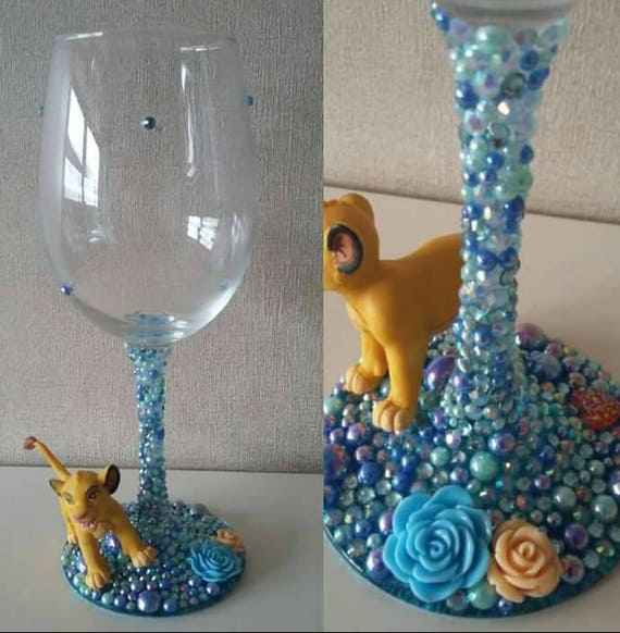 Simba Wine glass Lion King decorated Wine glass in gem's