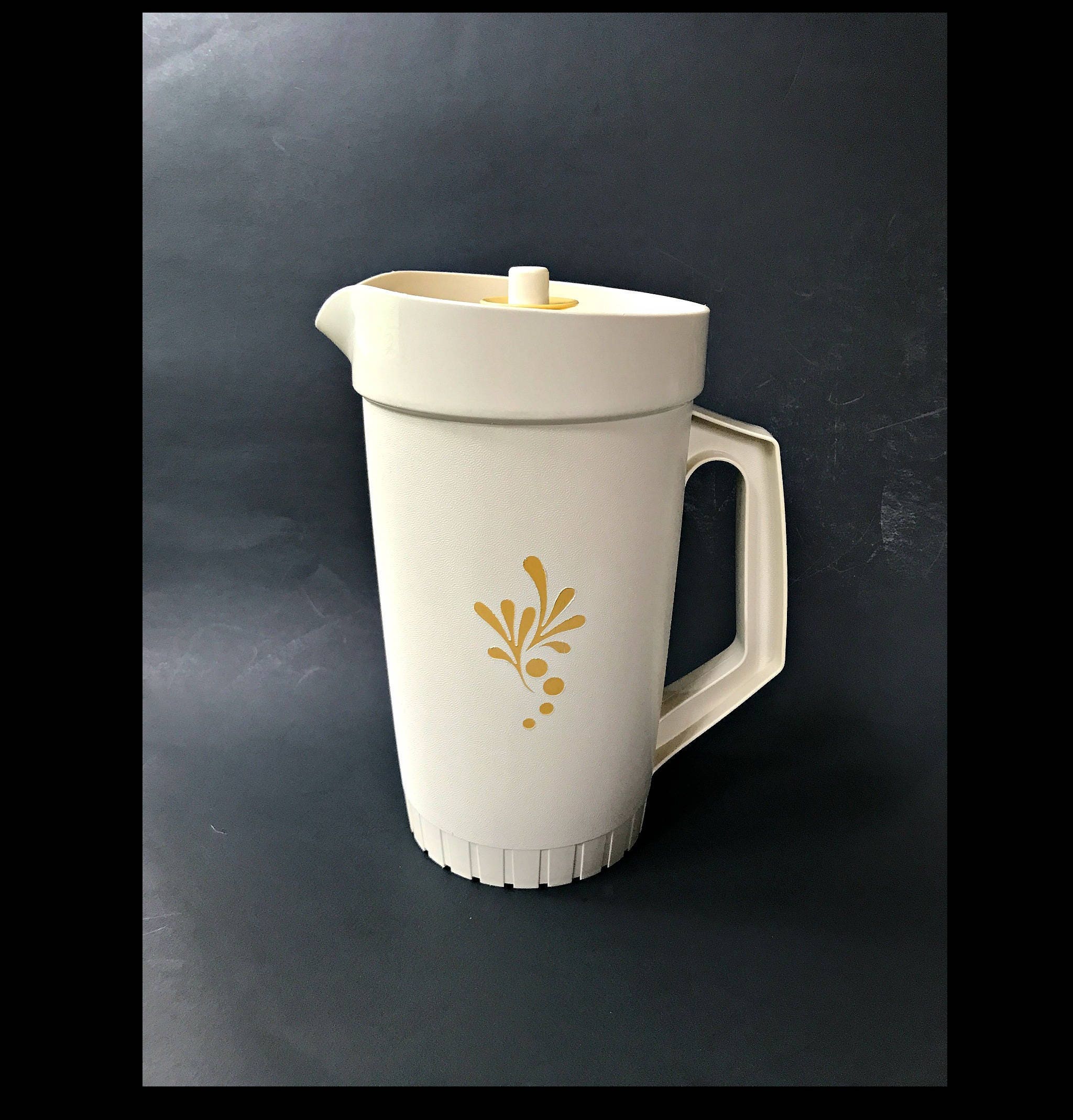 Retro Tupperware Pitcher with Design. Vintage Half Gallon