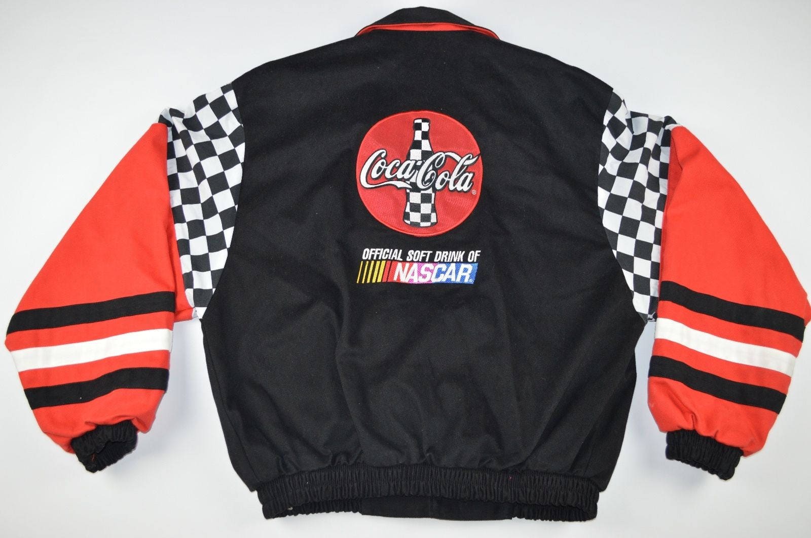 90s Coca Cola NASCAR Full Button Racing Bomber Jacket Coat