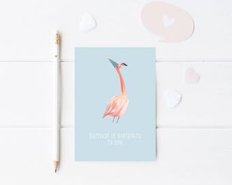 Printable Happy Birthday Flamingo Card - Flamingo Greeting Card - Flamingo Party Card - Instant Download Card - Happy Birthday Card