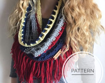 Crochet Scarf Pattern - Infinity Lace Scarf - Crochet Scarf Pattern - Mesh Scarf - Spring Scarf Pattern - The Melody Fringe Scarf