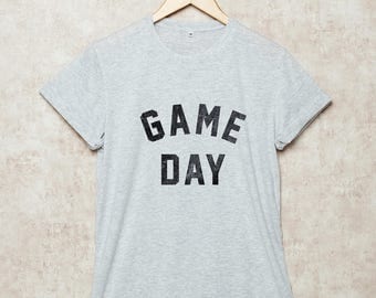 Game Day Shirt Football T Shirts Gameday T-Shirt Huskers College Football Grey White Black Size S , M , L , XL , 2XL , 3XL