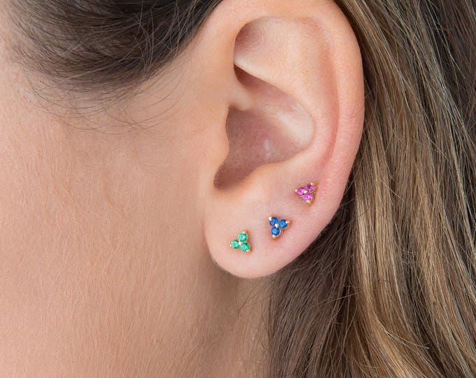 Diamond Stud Earrings, Diamond Earrings, Green diamond Cluster Stud Earrings, Natural Green Diamond Stud Earrings