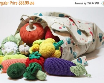 ON SALE Crochet play food set 20 pcs Crochet vegetables and fruits Ready to ship Montessori toys for toddlers Kitchen decor Toy veggies