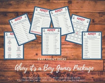 Ahoy it's a Boy Nautical Theme Baby Shower Game Printables