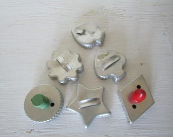 SALE Vintage Cookie Cutters, Aluminum, 1940's Rustic Country Farmhouse Kitchen Decor