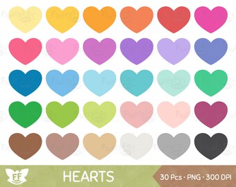 Heart Clipart, Hearts Clip Art, Valentine's Day Love Graphic Cute Rainbow Cliparts Element Icon PNG Digital Download, Commercial Use