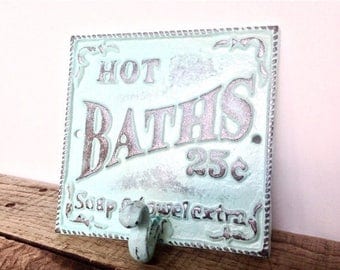 ON SALE Aqua Blue Bath Sign - Bathroom Sign - Bathroom Wall Art - French Country - Shabby Chic Decor - Cottage Decor - Bathroom Wall Decor