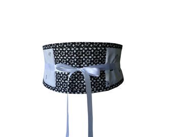 Cocoa beans and flowers Loovy print obi belt