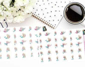 Planner Stickers|Mermaid Stickers|Daily Activity Stickers|Mermaid Daily Activity Stickers|Mermaid Sampler Sheet|S017
