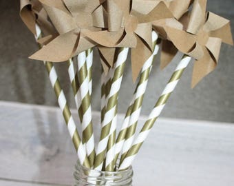 Set of 12 kraft labels with windmills