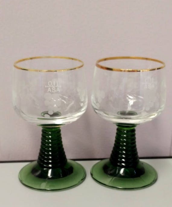 Roemer Glass Green Stemmed German Wine Glasses