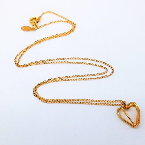 Vintage 12K Gold Filled Heart Pendant Necklace 18