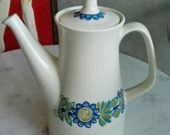 Vintage Figgjo Flint Norway Coffeepot. "Tor Viking" Pattern, Designed by Turi Gramstad Oliver at 1960's.