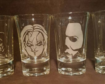 Icon Horror Shot glasses Freddy Krueger Jason Voorhees Chucky Michael Myers