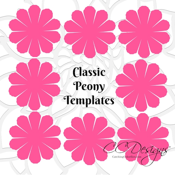 Paper flower printable templates DIY Peony paper flowers PDF