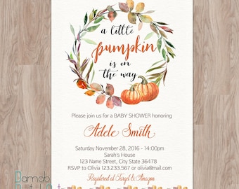 PUMPKIN BABY SHOWER Invitation, a little pumpkin baby shower invitations, baby shower invitation pumpkin printable, fall autumn invites