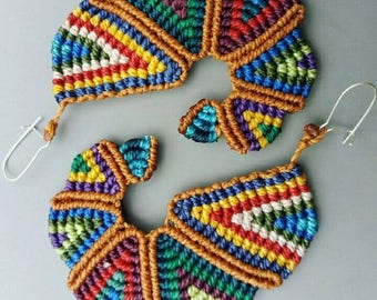 Micro macrame multicolor hoops. Handmade, handmade