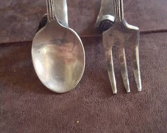 ON SALE Vintage Victorian Baby Spoon and Fork - Estate Find