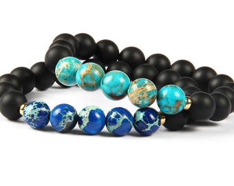 2 PC Set! Travel Bracelets - Earth and Oceans - Traveling the World - Discovery - Gifts For Him and Her - Companionship