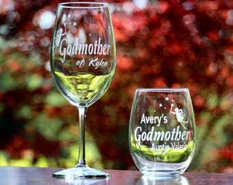 Custom Etched Godmother Godfather Wine Glass, Godmother Wine Glass, Will You Be My Godmother, Will You Be My Godfather, Godparents Gift
