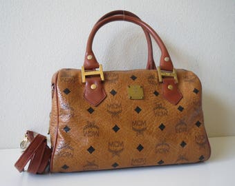 MCM Boston Bag Satchel Handbag Speedy 25 with Shoulder Strap Vintage from 80's