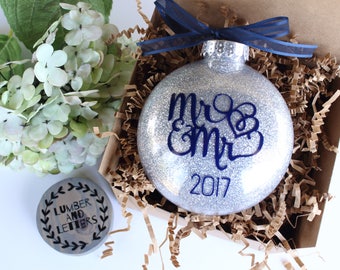 Our First Christmas Ornaments - Christmas Ornament - Mr And Mr Ornament - Gift for Gay Newlyweds - Gay Wedding Gift - Gift for Mr And Mr -