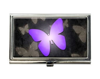 Purple Butterfly Butterflies Business Credit Card Holder Case