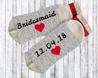 Bridesmaids gifts - Novelty Socks - Words on socks - bridal party gift - text on socks - custom socks - bridesmaids gift idea