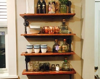 30 Shelf made from Reclaimed Wood and Industrial Pipe