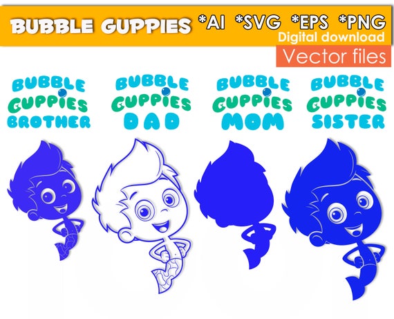 Download Bubble Guppies Gil Cricut SVG PNG eps Ai silhouette vector