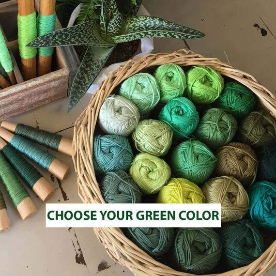 Green yarn Green cotton yarn Green knit yarn Green crochet