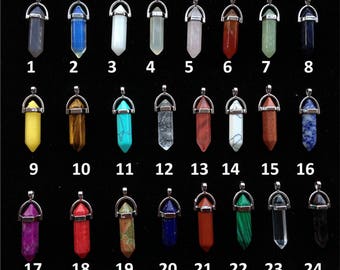 Bulk 10 Healing Crystal Pendant. Silver Crystal Pendant. Gemstone Pendant. Stone Pendant. Crystal Point Pendant. Boho Crystal Point Pendant