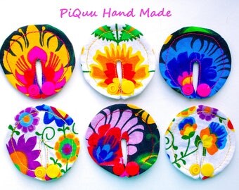 Folk flowers SET of 6 feeding tube pads, PEG covers, Gtube pads, buttons G-tube mic-key button, podkładki pod PEG