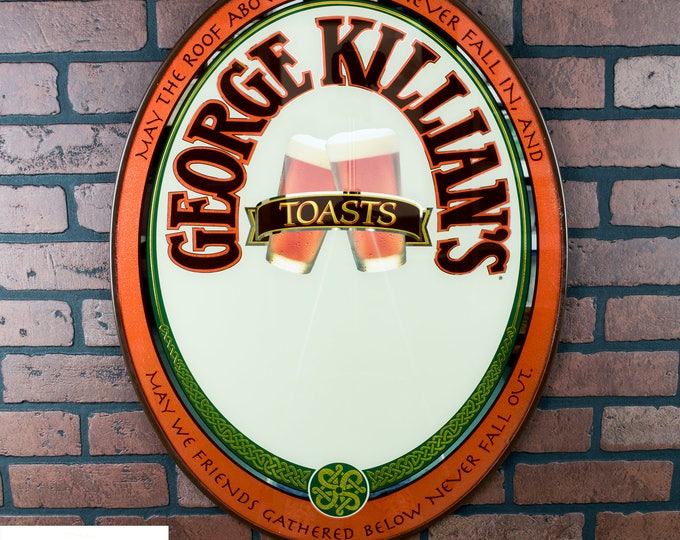 Killian's Beer Sign | Irish Red Mirror | Irish Red Beer Sign | George Killian Toast | Oval Beer Mirror | Oval Beer Sign