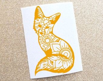 Mandala Fox Decal, Laptop Decal, Glossy Vinyl Decal, Mandala Animal, Mandala decal, Fox Decal