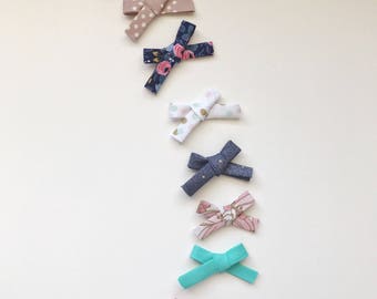 Skinny Hand Tied Bow, Fabric Bow Headband, Fabric Bow Hair Clip, School Girl Bow, Toddler Hair Clip, Nylon Headband, Baby Headband