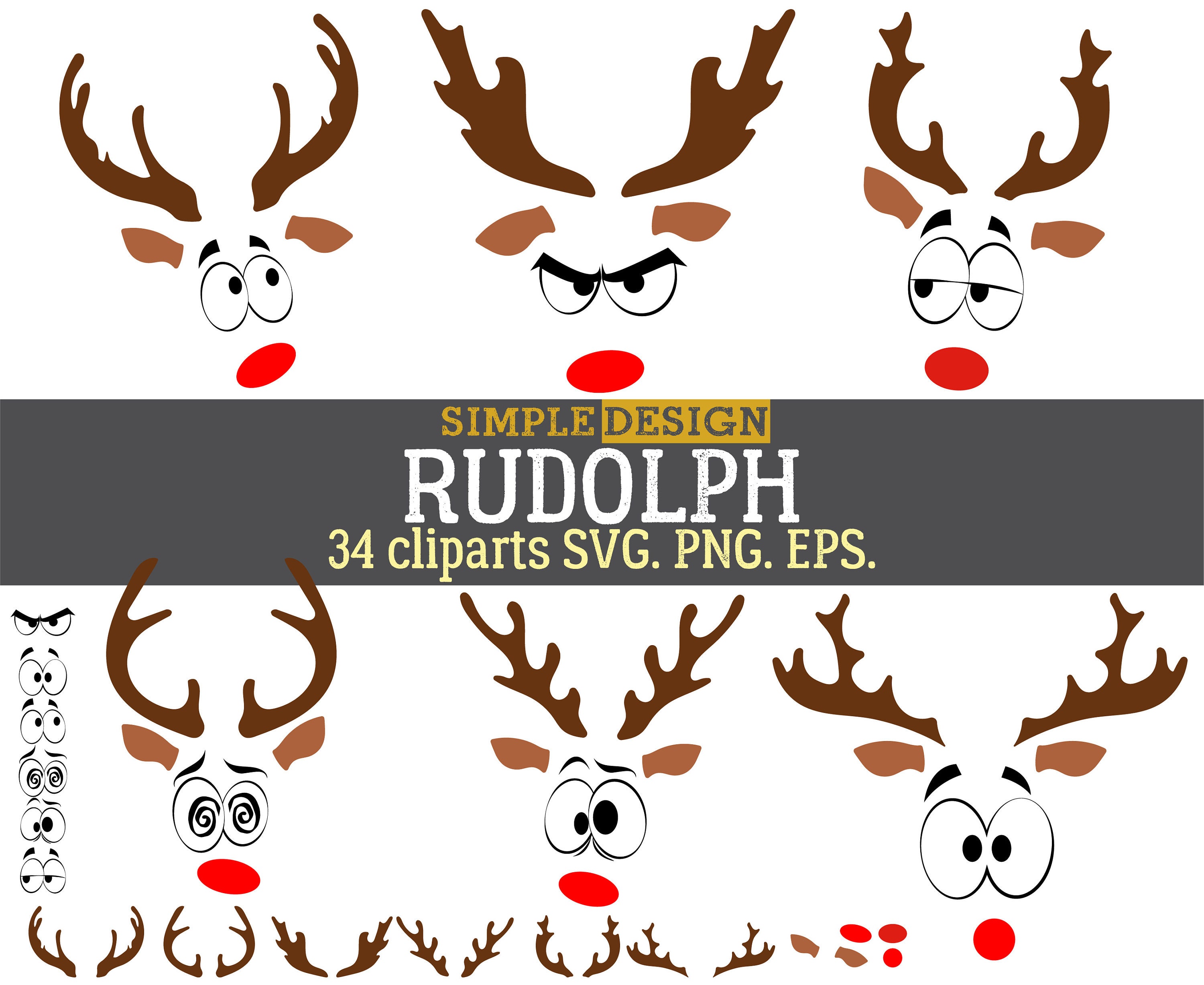 Download Rudolph Christmas Reindeer SVG Reindeer Face SVG Christmas