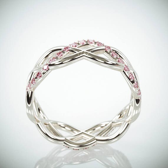 14k white gold eternity ring set with pink diamonds celtic pink diamond ring 14k white gold pink diamonds wedding band pink diamond ring - Pink Diamond Wedding Ring 14k white gold eternity ring set with pink diamonds celtic pink diamond ring 14k white gold pink diamonds wedding band pink diamond ring - Pink Diamond Wedding Ring