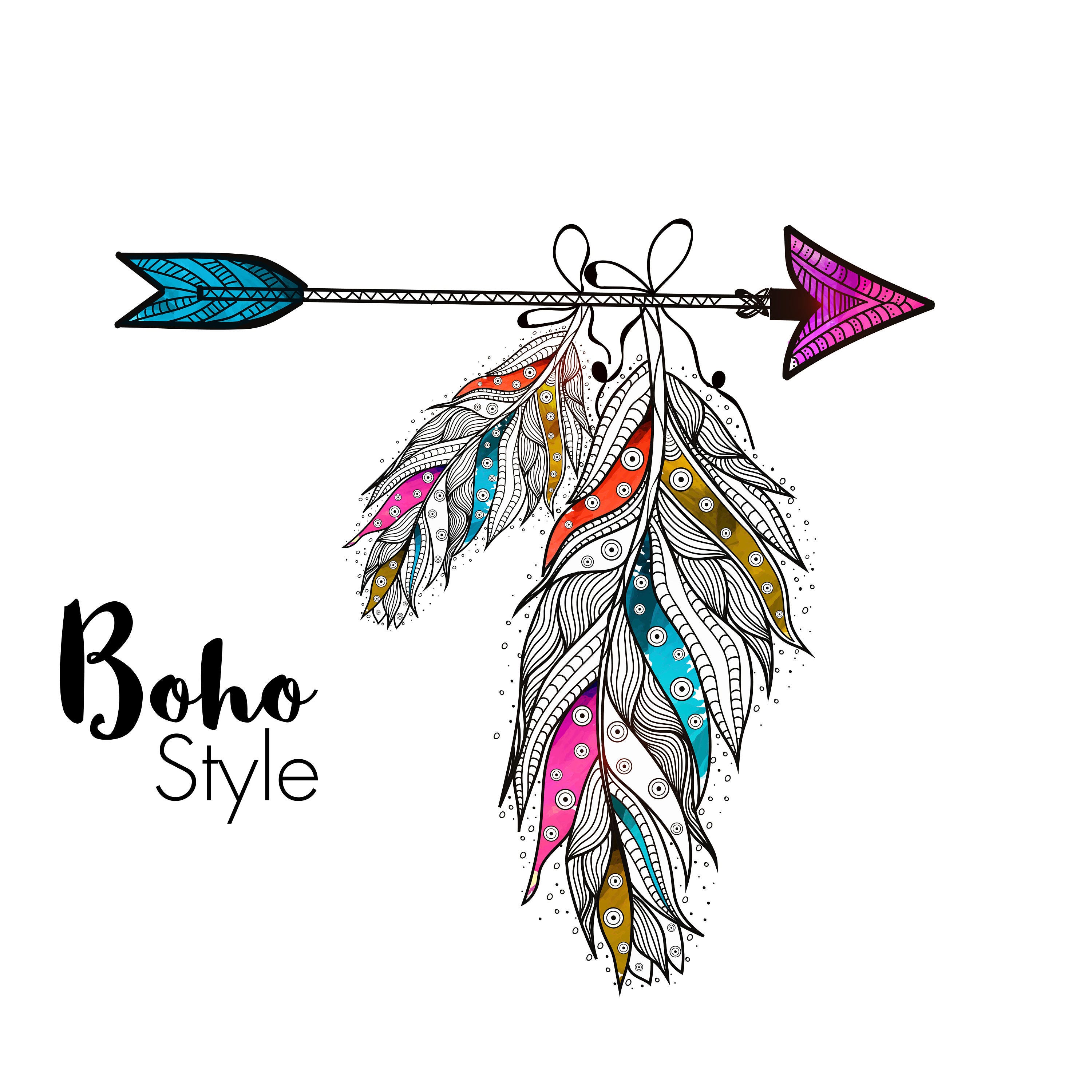 Download Clipart arrow and feather ethnic Boho style, Bohemian ...