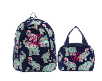 Rosey Elephant backpack and lunch bag set