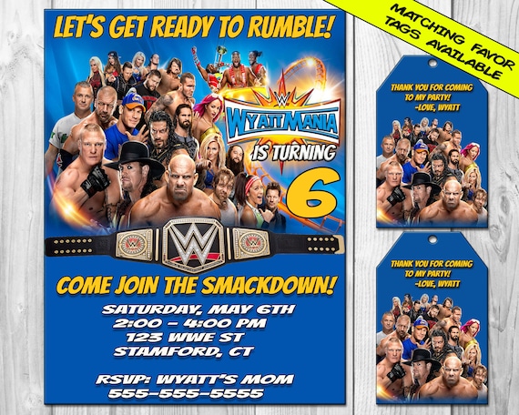 Wwe Birthday Party Invitation Invite Downloadable