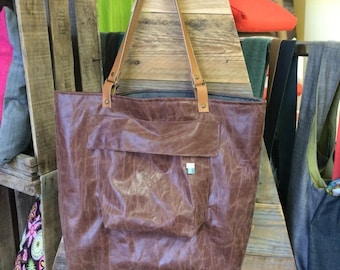 FABRIC LEATHER TOTE BAG